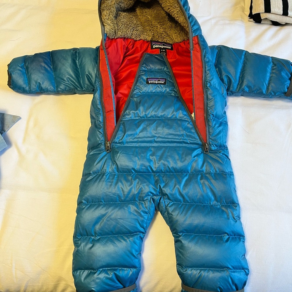 Patagonia Infant Blue and Red Snowsuit